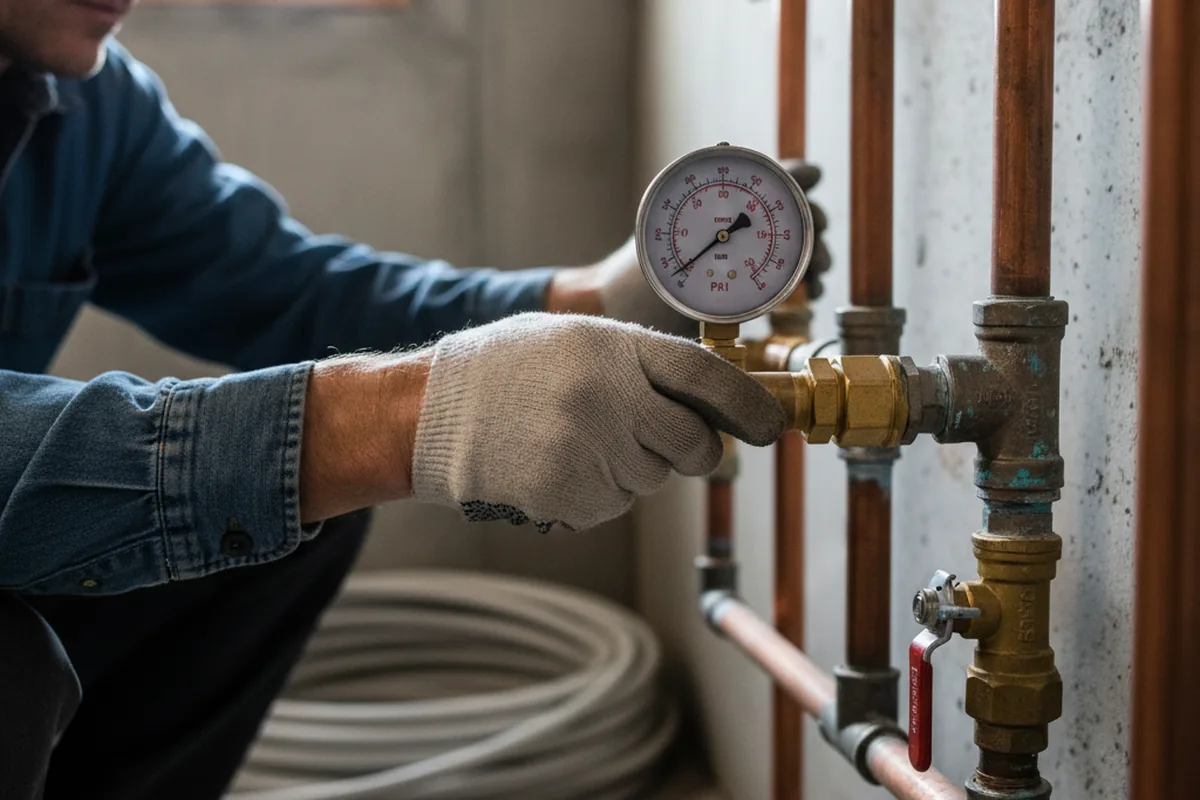 Pressure testing a repaired line during Water Line Repair in Hughson