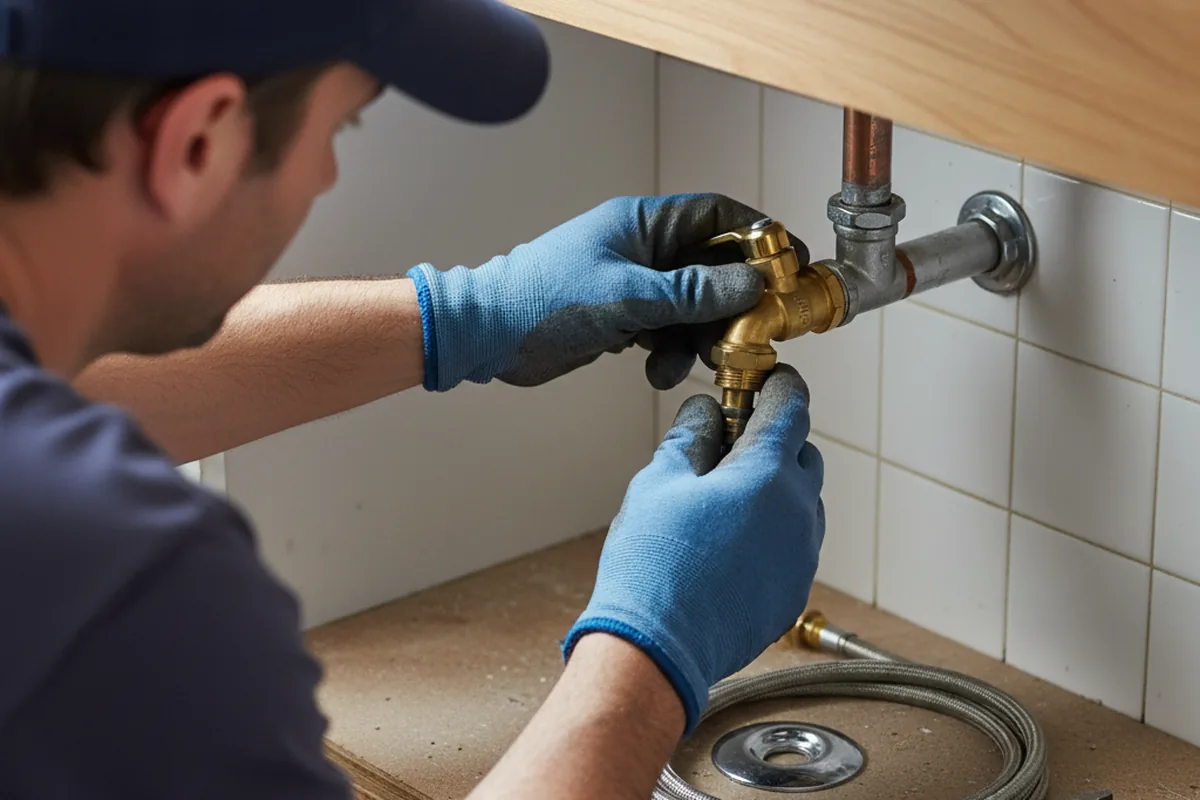 Shutoff valve and fitting work during Burst Pipe Repair in Hughson